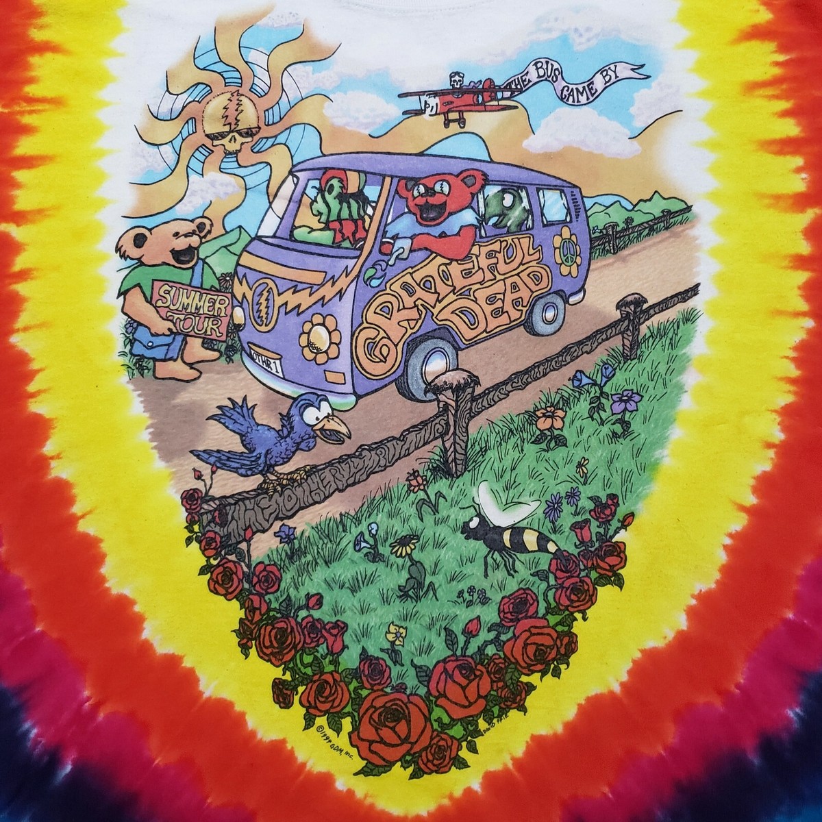 Vtg 90s LIQUID BLUE GRATEFUL DEAD Tie Dye SUMMER TOUR Tour Tshirt 