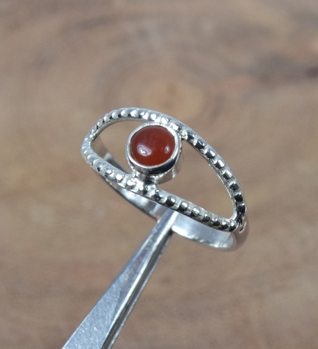 Bague Alliance Argent 925 Avec Pierre Rouge - Taille 56, Occasion, Référence F196