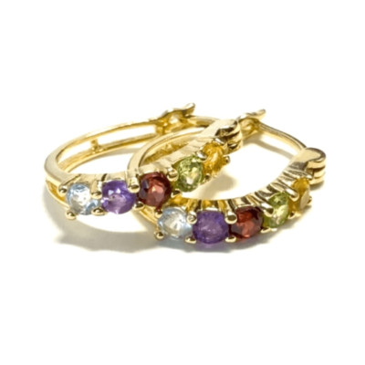 Ross-Simons Vermeil vergoldete Sterlingsilber Multi Edelstein Creolen