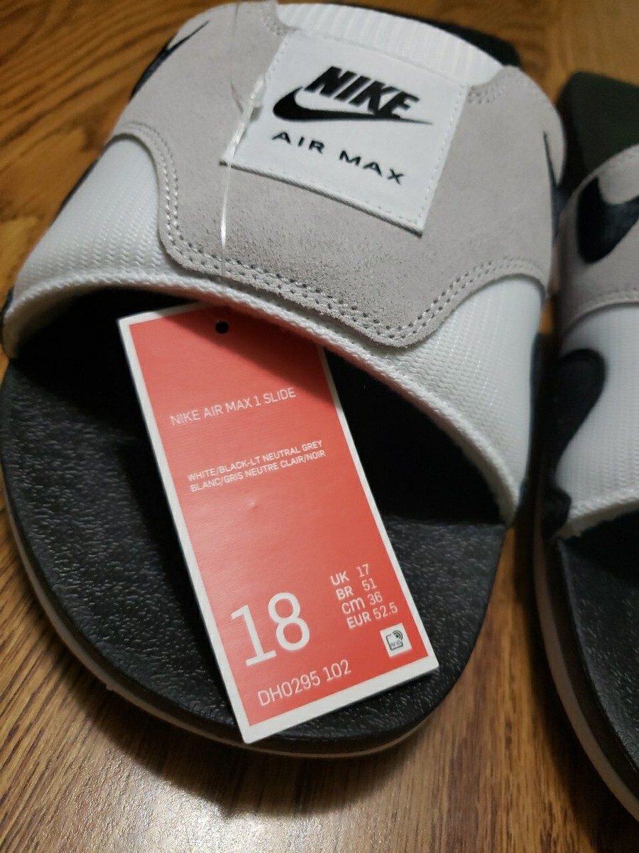 Nike Air Max 1 Slide Men's Size 18 White/Black Light Neutral