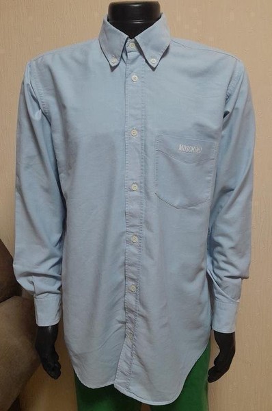 Men Moschino Shirt Blue Cotton 38 / M / 46