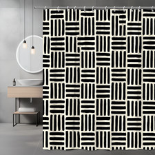 Modern Black and White Shower Curtain, Abstract Pattern Design