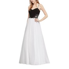 Blondie Nites Junior Formal Dress Size 9 Blue and White Beaded Chiffon A-Line