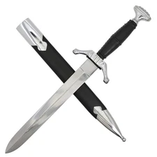 Knight Medieval Dagger Replica EN45 Steel Blade Leather Wrapped Handle + Sheath