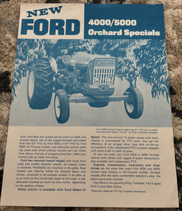 Ford 4000 5000 Orchard Special Tractor Brochure DCPA26