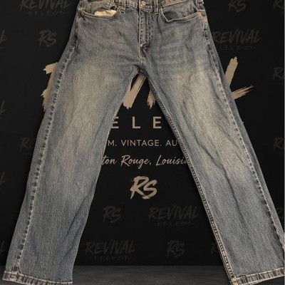 Levis 505 Regular Fit Straight Leg Jeans Blue Denim Mens W34 L29