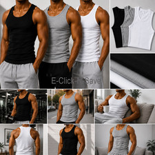 6 Packs Mens 100 Cotton Tank Top Wife A-Shirt Beater Undershirt Ribbed Muscle