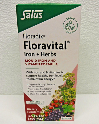 NEW Salus Floradix Iron+Herbs Liquid Iron & Vitamin Formula 8.5oz (250mL)Exp3/28