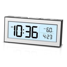 Small Digital Alarm Clock with Temp, Date  Snooze Silver