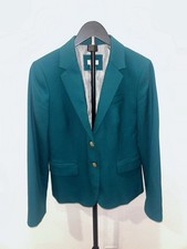 J Crew Teal Wool Blend Blazer - Gold Crest Buttons - Size 6