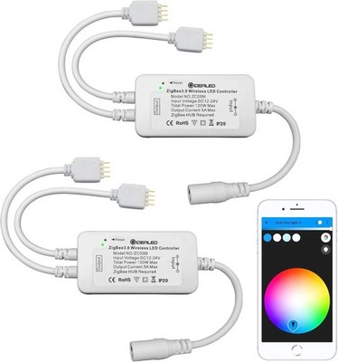 2er Pack Smart ZigBee 3.0 LED Controller 2 Ausgänge für 4 Pin RGB StripLights Dimmab