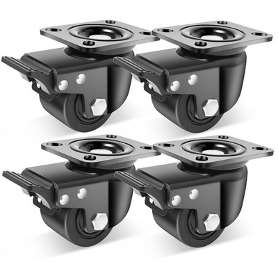 Nefish 3 Inch Caster Wheels with Brake, Extra Width Plate Swivel Caster Set of 4