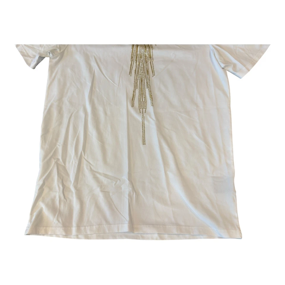 Hudson Outerwear T-Shirt M White Gold Rhinestone Wing Graphic Streetwear Tee - Image 3 of 4