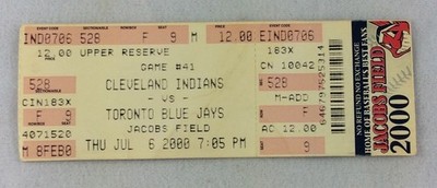 MLB 2000 07/06 Toronto Blue Jays at Cleveland Indians Full Ticket- Carpenter WP