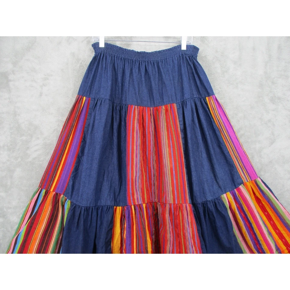 Falda Aria para mujer talla única multicolor boho maxi capas retazos suroeste Foto 3 de 4