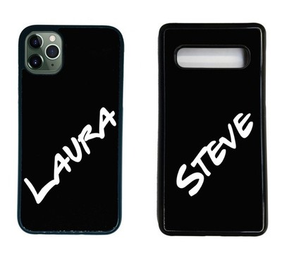 Personalisierte Handyhülle mit Namen Schwarz für iPhone Samsung Silikon