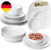 Malacasa Geschirrset 6 Personen, Amelia 24-Tlg Modernes Porzellan Geschirr Set,