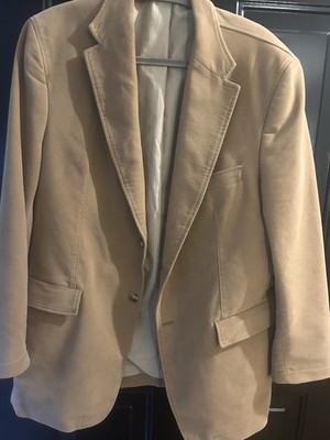 Saint Hilaire Sport Men Beige Cotton Linen Blend Stretch Blazer Jacket 42R
