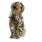 Vintage Murano Millefiori Art Glass Dog 4.5" Figurine Gold Aventurine Italy Rare