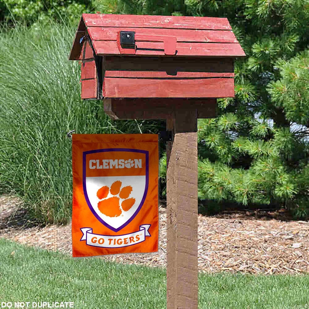 Clemson Crest Shield Garden Flag and Yard Banner