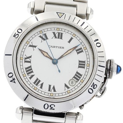 CARTIER Pasha 38mm Early Model W31005H3 date white Dial Automatic Men's _939721