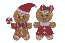 2 Piece Set 30" Lighted LED Christmas Gingerbread Pair Outdoor Holiday Decor