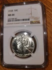 1938  Walking Liberty Half Dollar   NGC MS 66