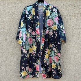 Vintage Val-Mode Satin Floral Robe Lingerie USA S