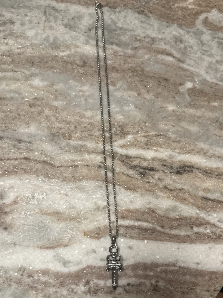 Хром сердца кинжал подвеска 1989 серебро .925 с CH бусина цепочка редкая - Изображение 2 из 2