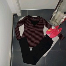 Umstandsmode Set H&M Outfit M 38 40 umstandhose schwarz stillshirt Gestreift Top