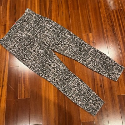SPANX Snake Print Leggings Animal Gray Grey Pull On Pants Jegging Slim Size XL