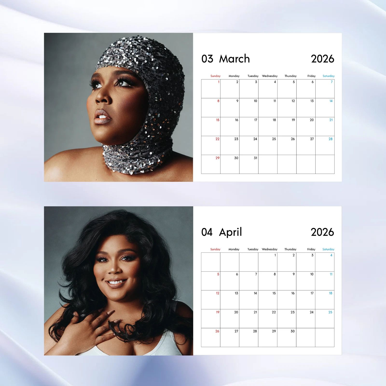 LZ 2026 Calendar, Empowering Pop Star Desk Calendar, Bold Music Gift