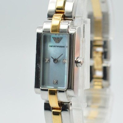 Emporio Armani Women's Quartz Watch Blue Dial Stainless Steel 18cm Band
