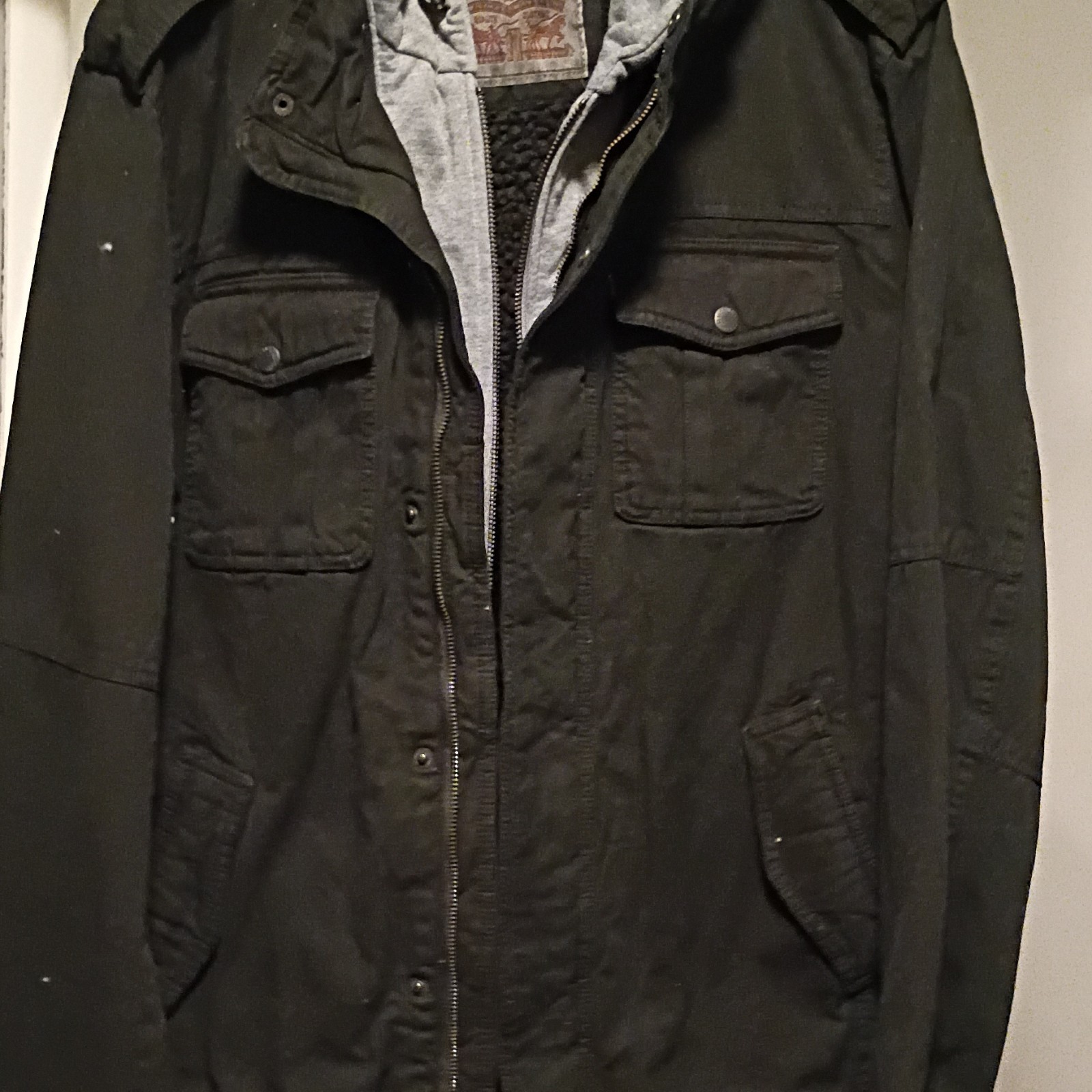 Levi Strauss & Co. Men’s Black Hooded Lined Full Zip Military Jacket XL