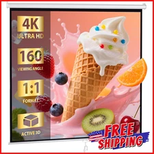 MANUAL HOME PROJECTION SCREEN Retractable Pull Down Presentation Theater Display