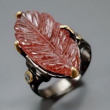 Jewelry gem Natural Strawberry Quartz Ring 925 Sterling Silver Size 7.5 /R457708