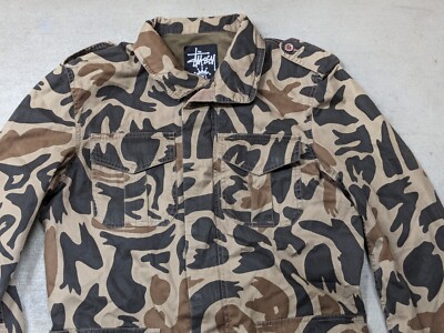 ジャケット・アウター 00s STUSSY Digital Camo Military Jacket Stussy Camouflage Jacket Men Medium Green Coat Cotton Military