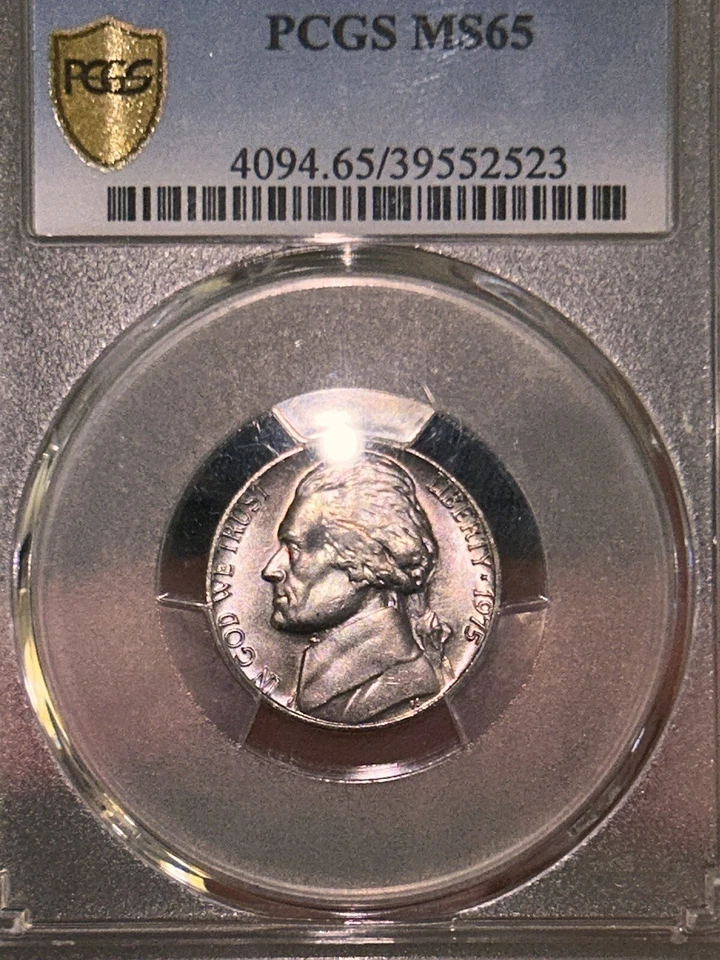 Steely Blue Toned 1975 5C Jefferson Nickel MS65 PCGS Gold Shield + TrueView - Image 3 of 4