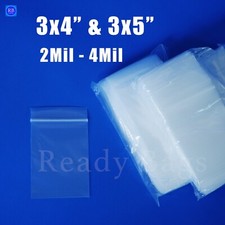 Clear Small 3" x 4" 3" x 5" Zip Lock Bags Reclosable 4Mil Zipper Jewelry Baggies