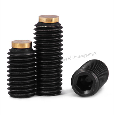 Black 12.9 Steel Hexagon Socket Set Screws With Brass Dog Point M2 M2.5 M3 M4 M5