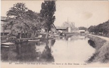 E0712 AMIENS - VIEW ON THE BANKS OF THE SUM - BOAT AND CATHEDRAL