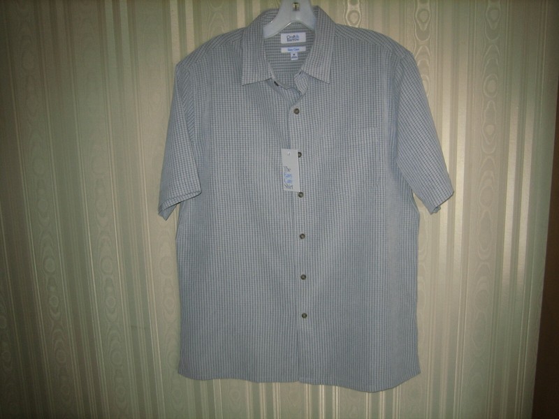 mens croft and barrow easy care short sleeve plaid shirt M NWT
