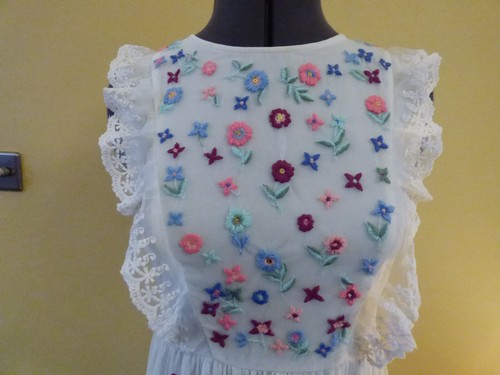 M&S Cream Net Tiered White Floral Detail Party Summer Dress Size 13-14 Yrs VGC - Picture 6 of 22