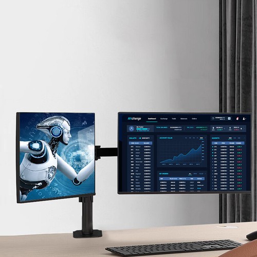 Adjustable Computer Dual Screen Holder Pc Monitor 360 Rotation Desk Mount Stand - Photo 10/17