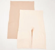 Breezies Smoothing Shape Seamless Thigh Slimmer Set of 2 Beige/Buff 3X - A473396