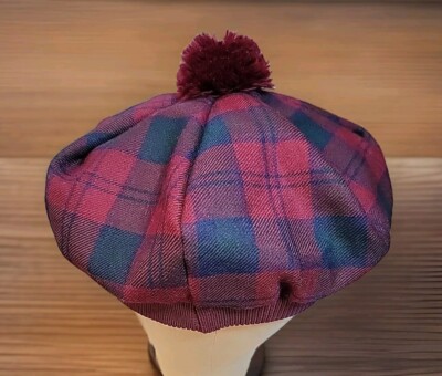 James Pringle Weavers Red Green Scottish Plaid Wool Beret  display picture 3
