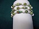 And Green & White Beads Artisan Made Bracelet With White