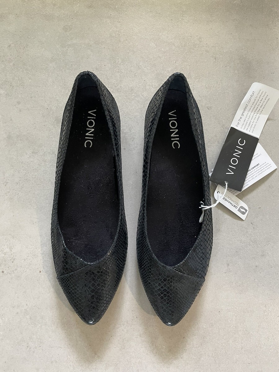 Vionic Orthotic Caballo Ballet Flat Pointed Snake Animal Print