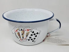 Lee Seed Co Enamelware White & Blue Speckled Popcorn Pot Poker Playing Cards