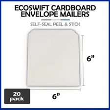 20 - 6x6 "EcoSwift" Brand Self Seal Cardboard CD/DVD Envelope Mailers 6" x 6"
